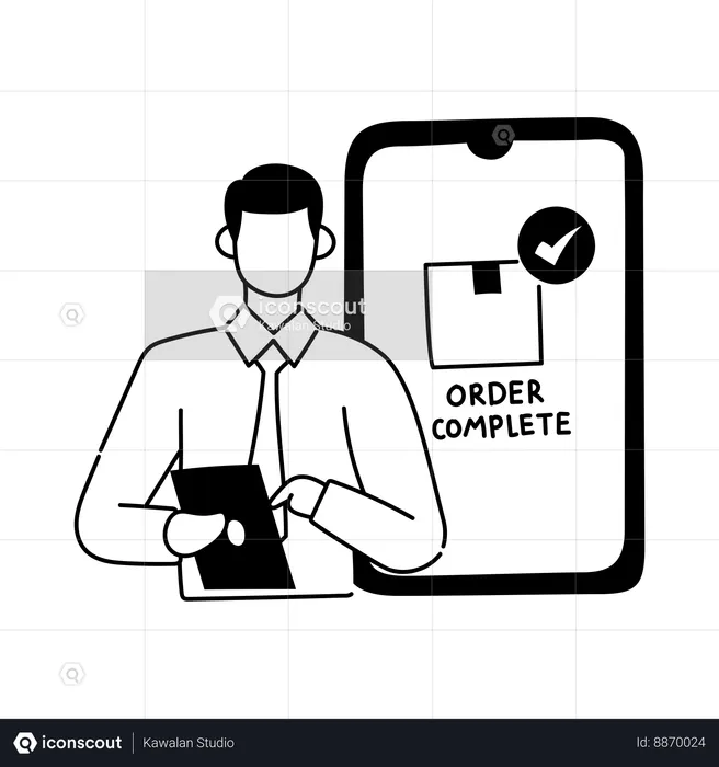 Customer completes his order  Illustration