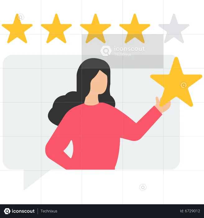 Customer Feedback Review With Give Five Star Rating Illustration - Free ...
