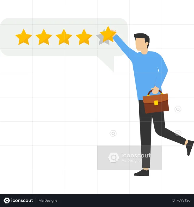Customer gives satisfied review  Illustration