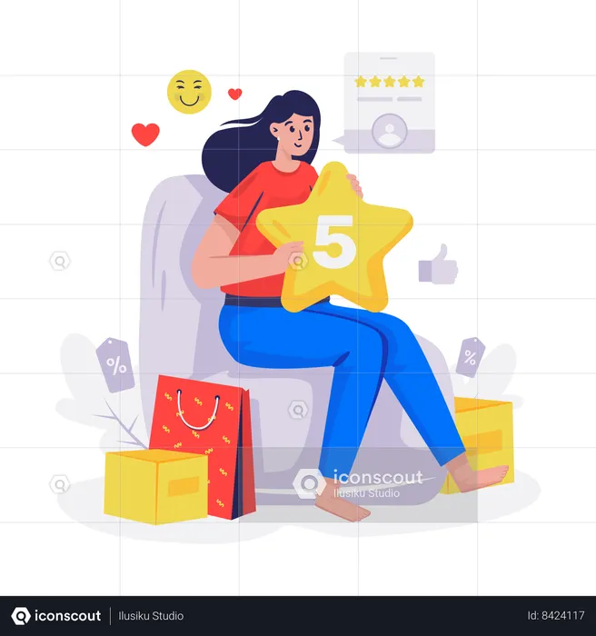 Customer gives shopping rating  Illustration