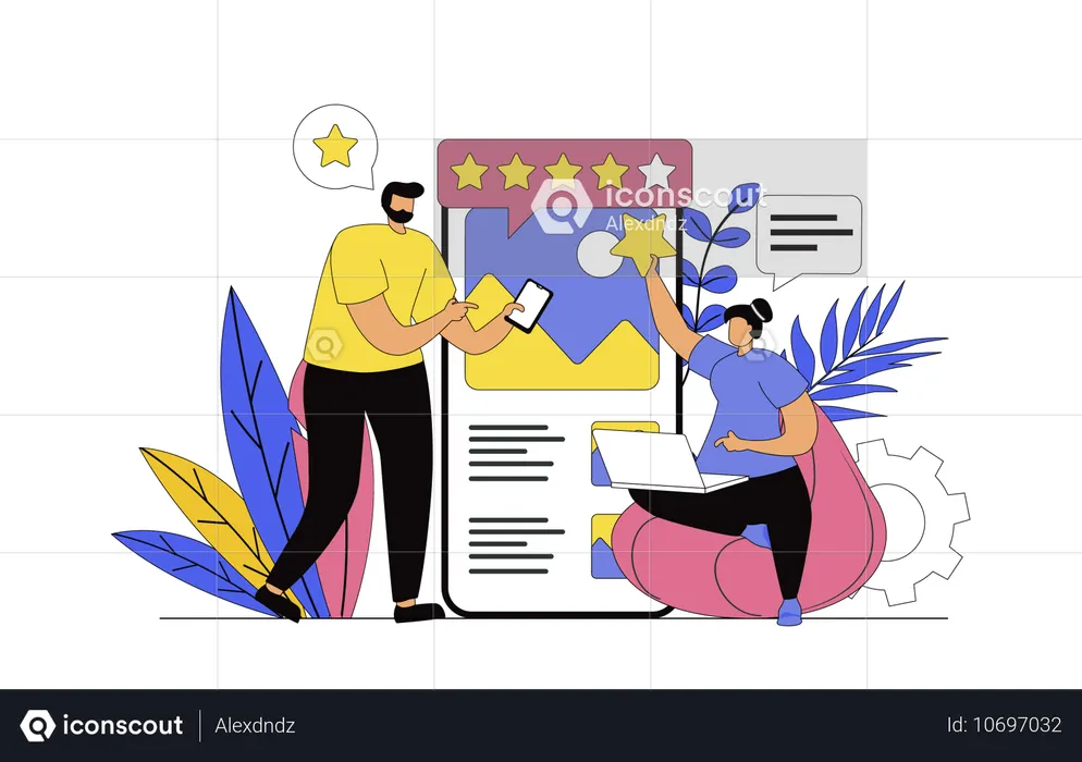Customer giving feedback online  Illustration