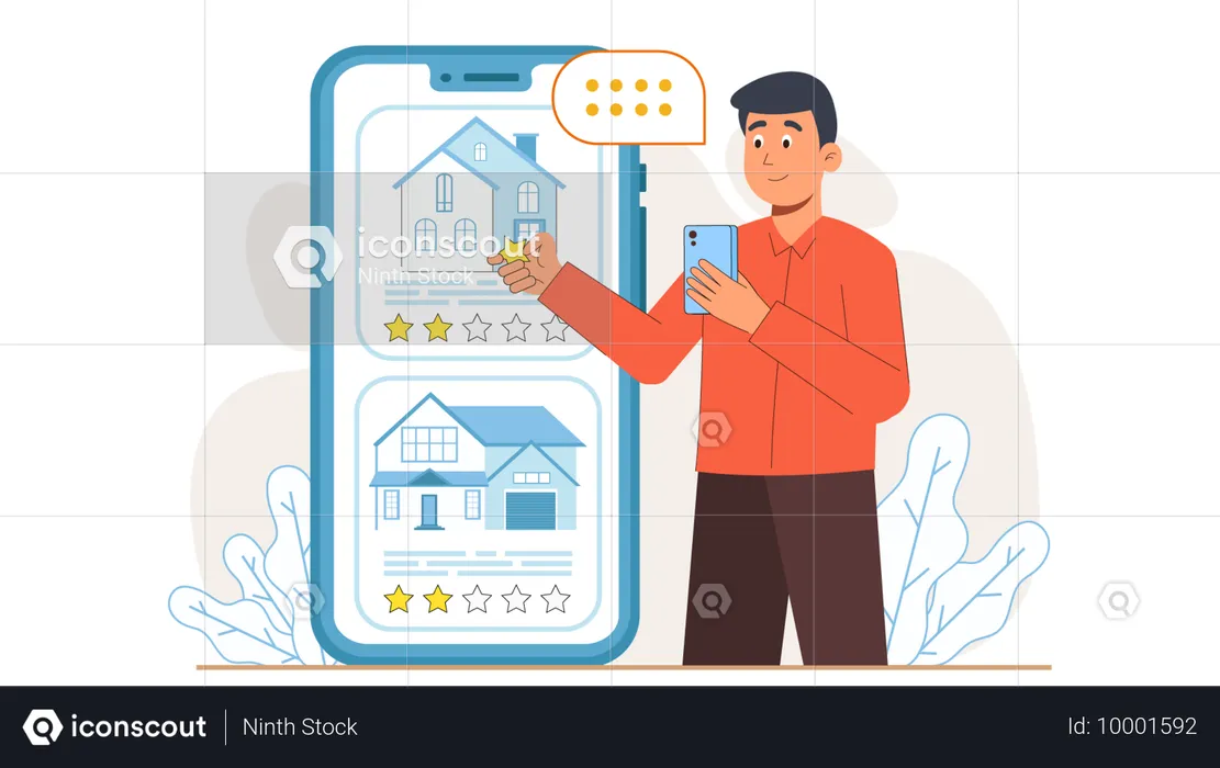 Customer Giving House Review  Illustration