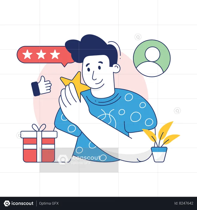 Customer Giving  Rating To Seller  Illustration