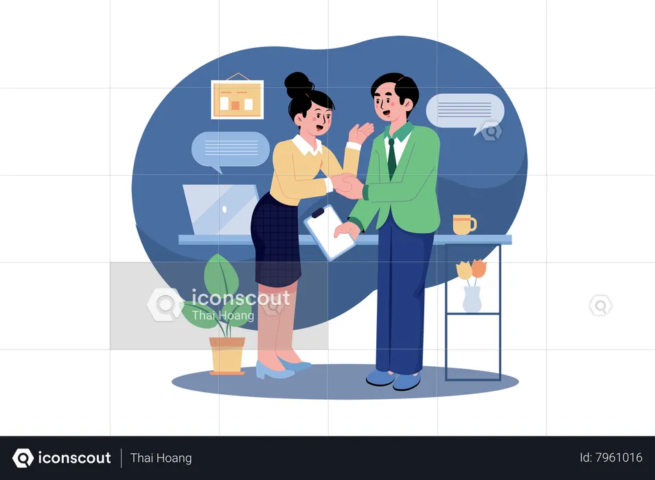 Customer Handshaking With a Marketing Agent  Illustration