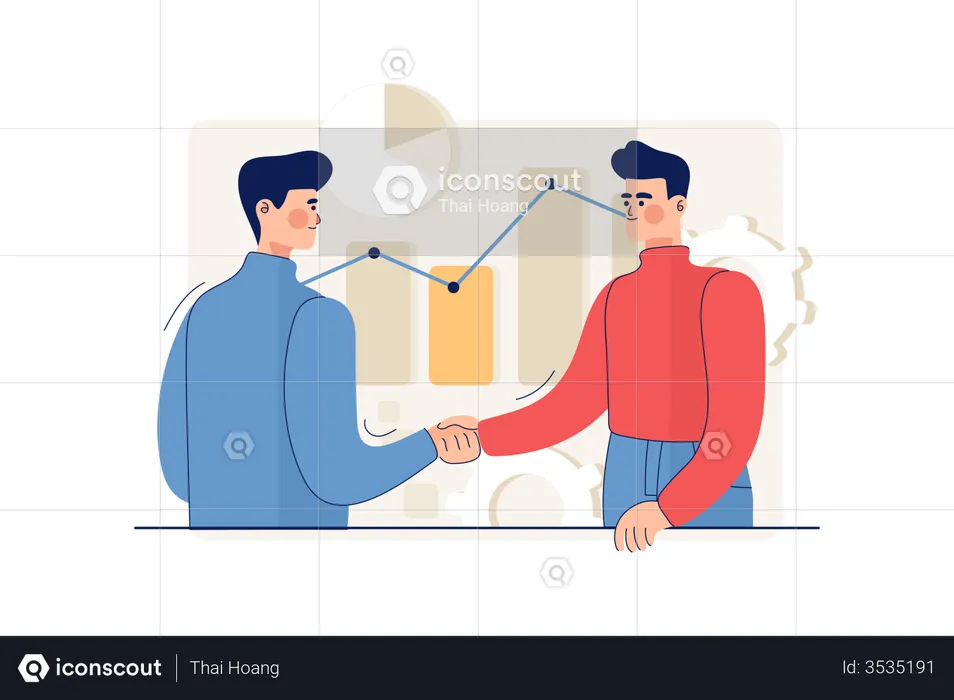 Customer handshaking with marketing agent  Illustration