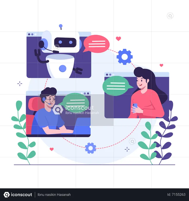 Customer having chat with chatbot  Illustration