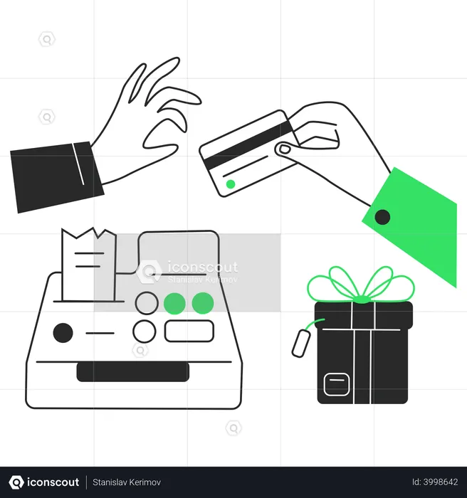 Customer pays by card in the store  Illustration
