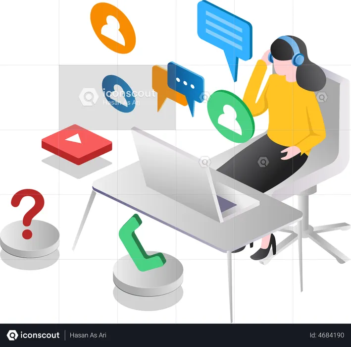 Customer service online discussion  Illustration