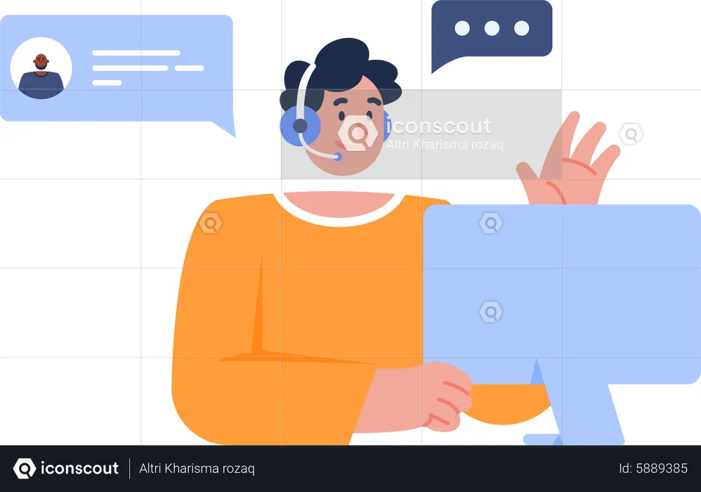Customer service with young man  Illustration