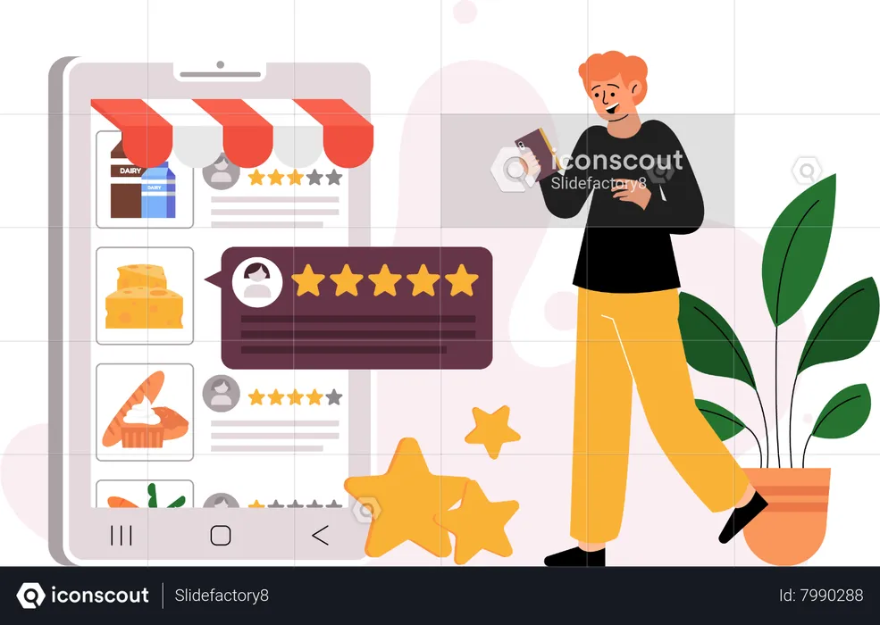 Customer share product review online  Illustration