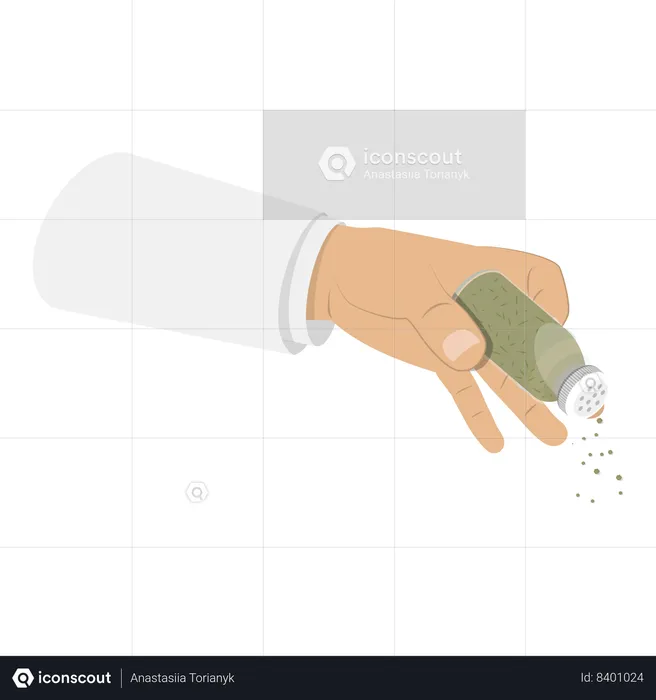 Customer sprinkling black pepper from spice shaker  Illustration