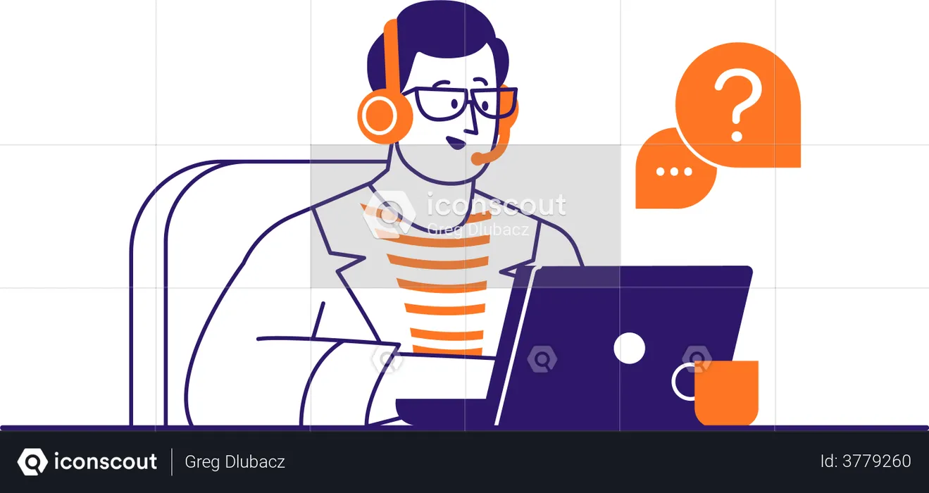 Customer Support Executive solving user queries  Illustration