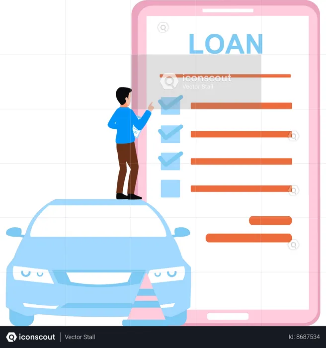Customer takes loan on new car  Illustration