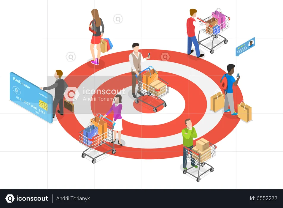 Customer Targeting Digital Marketing Campaign and Client Attraction  Illustration