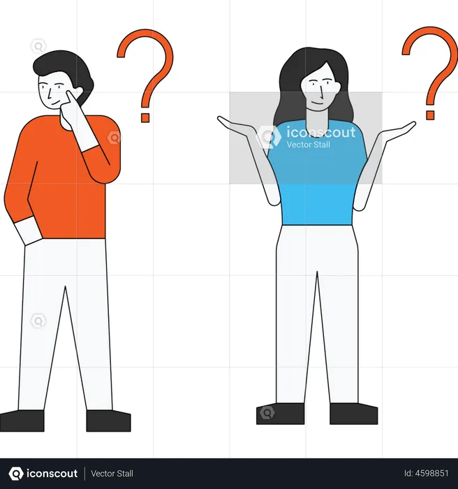Customer with questions and answers  Illustration