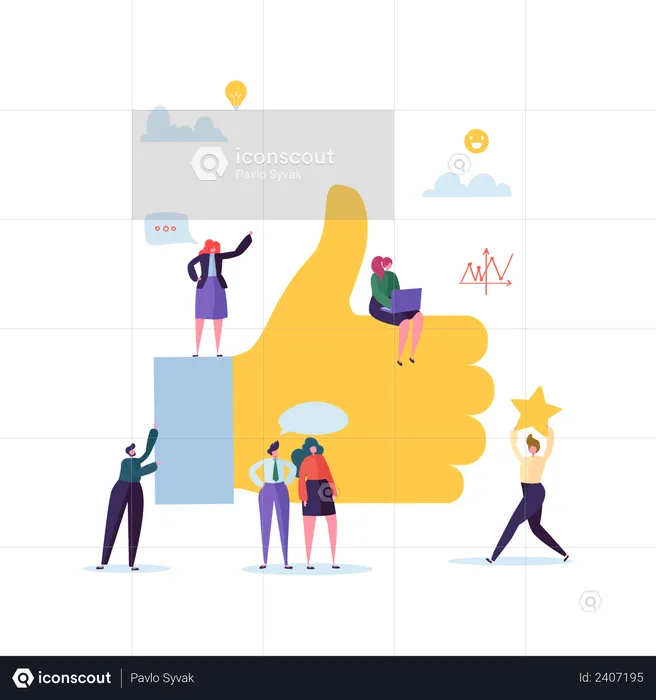 Customers giving rating  Illustration