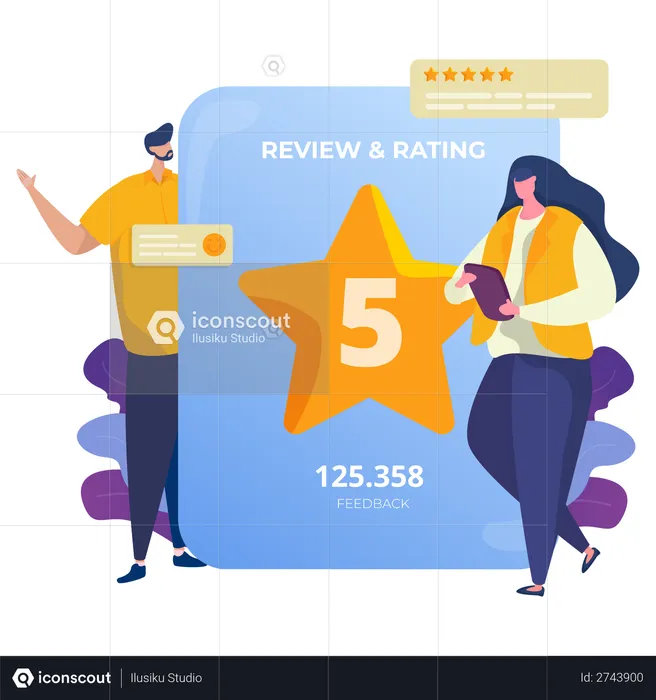 Customers giving reviews  Illustration