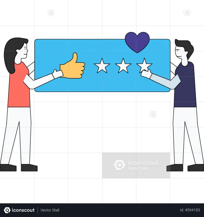 Customers giving star rating  Illustration