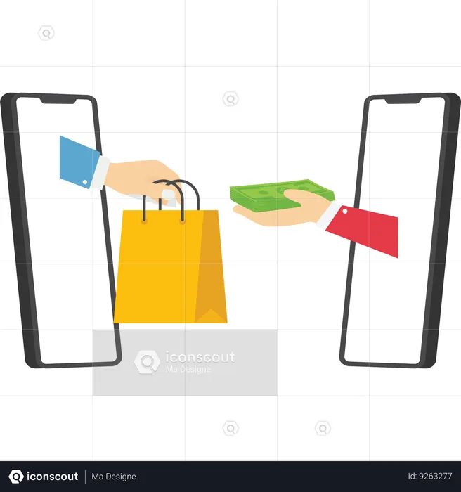 Customers order in online platform on smartphone  Illustration