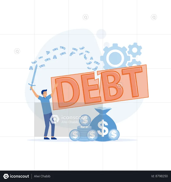 Cut debt banner  Illustration
