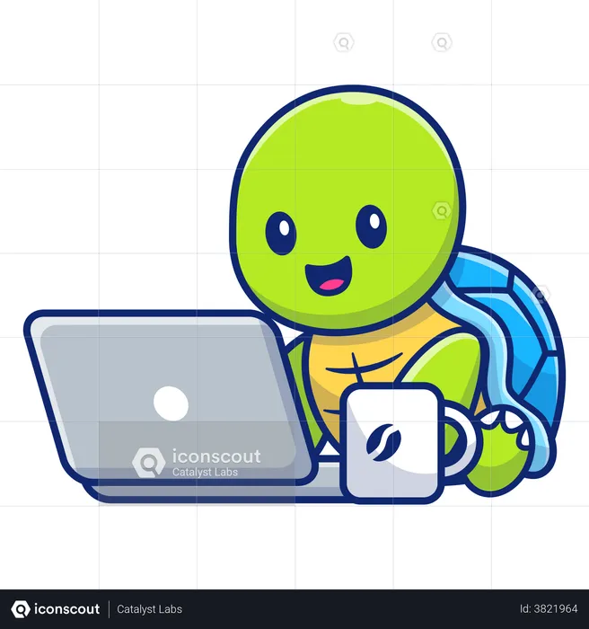 Cute animal using laptop  Illustration