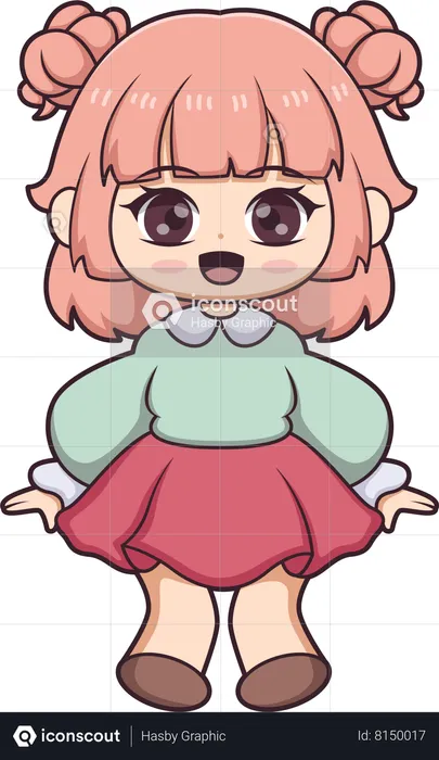 Cute Anime Girl Character  Illustration