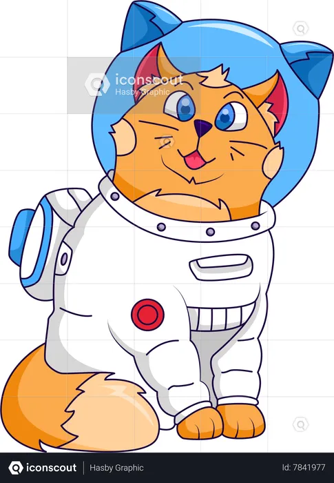 Cute Astronaut Cat  Illustration