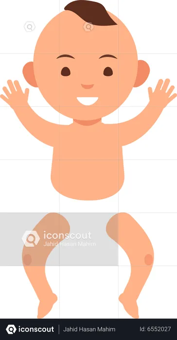 Cute baby boy in diaper  Illustration
