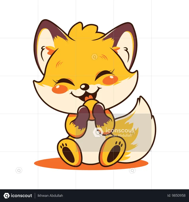 Cute Baby Fox Animal  Illustration