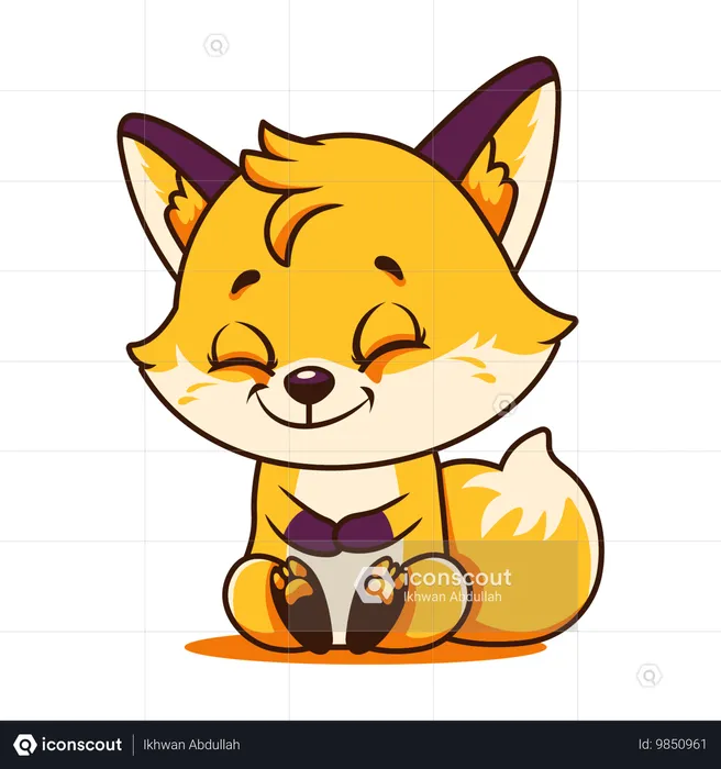 Cute Baby Fox Animal Mascot  Illustration