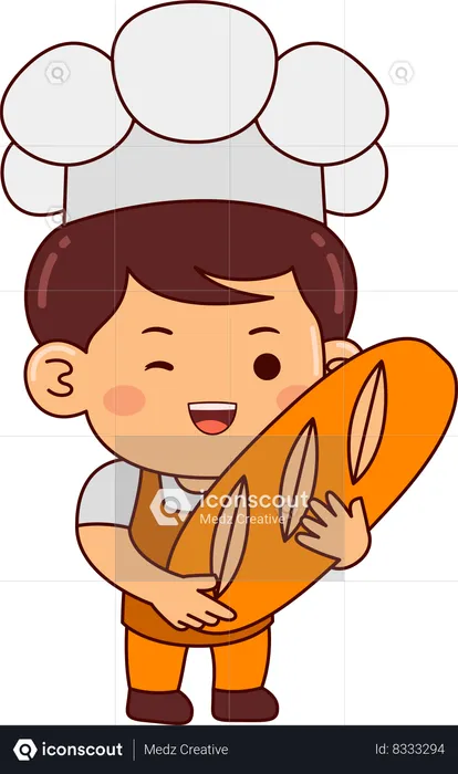 Cute baker with bread  Illustration