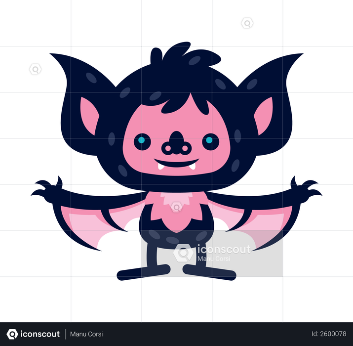 Premium Cute Bat Illustration download in PNG & Vector format
