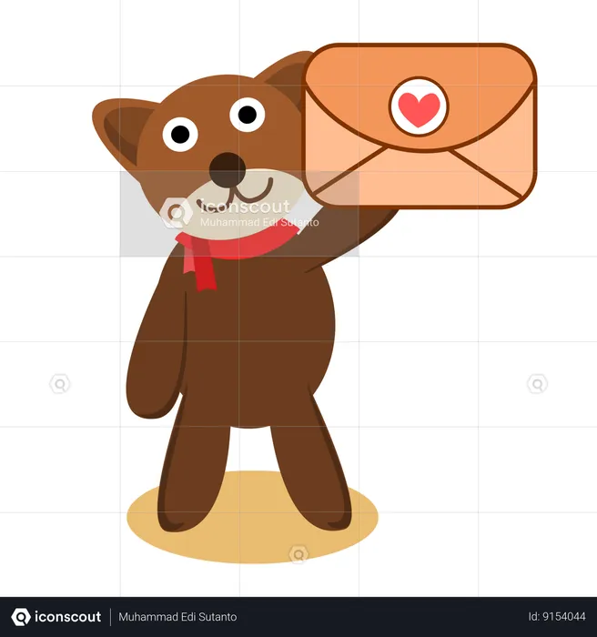 Cute Bear Holding Envelope Mail  Illustration