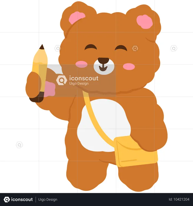 Cute bear holding school pencil  Illustration