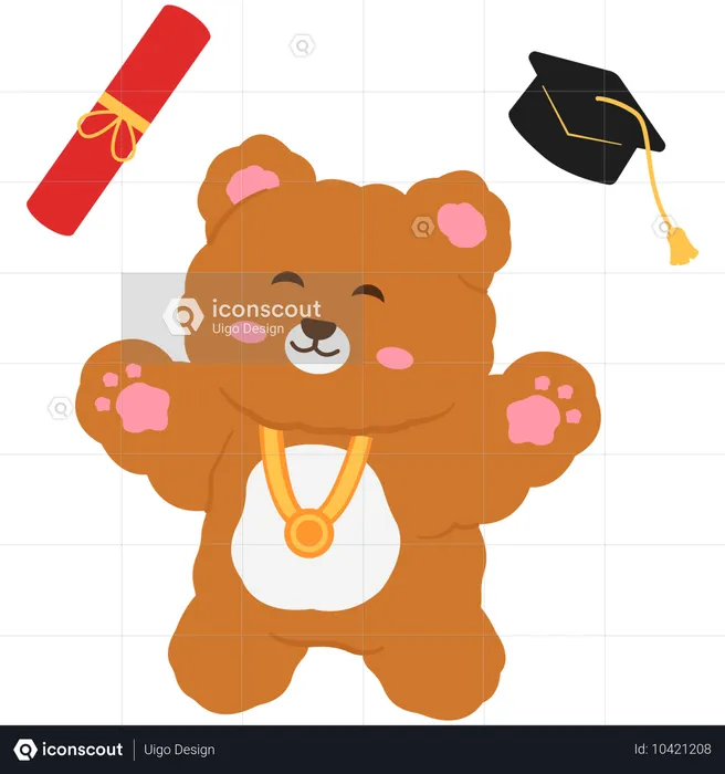 Cute bear jumping celebrating graduation  Illustration