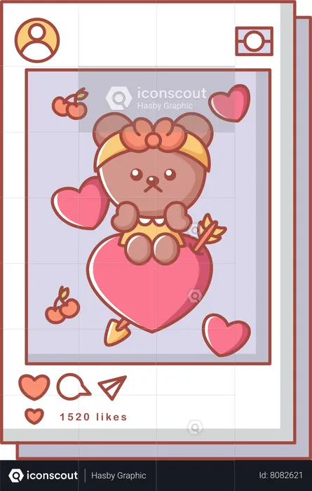 Cute Bear Social Media Post  Illustration