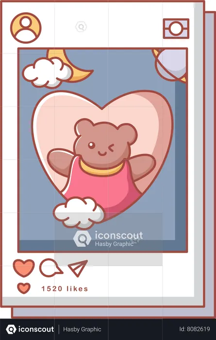 Cute Bear Social Media Post  Illustration