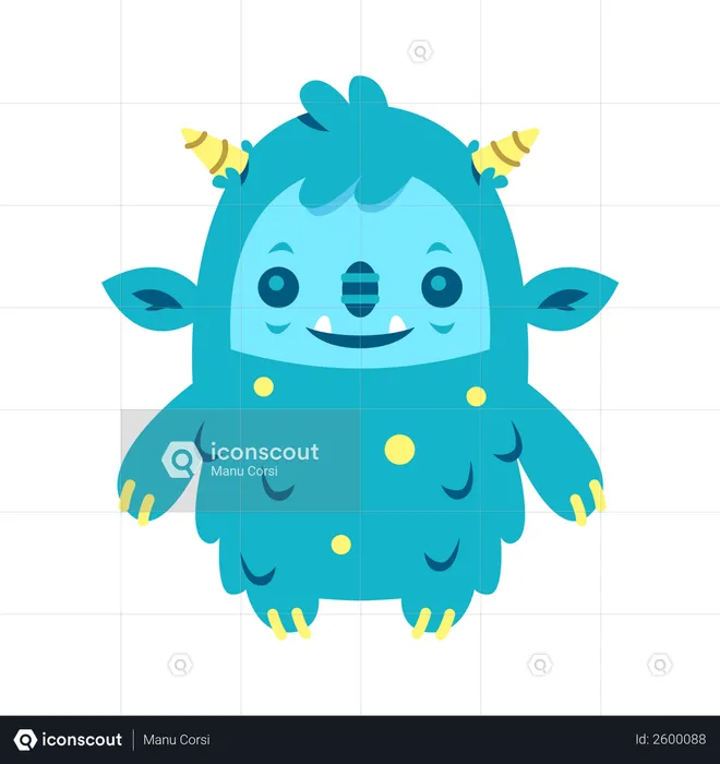 Cute Blue Monster  Illustration