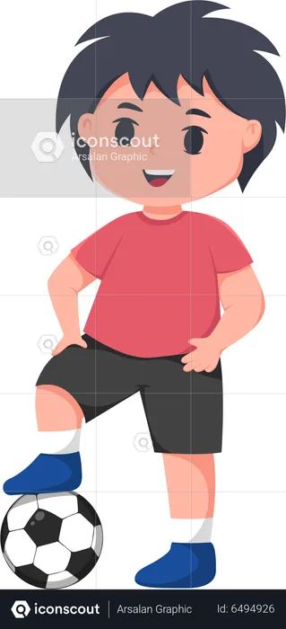 Cute Boy Playing footballBall  Illustration