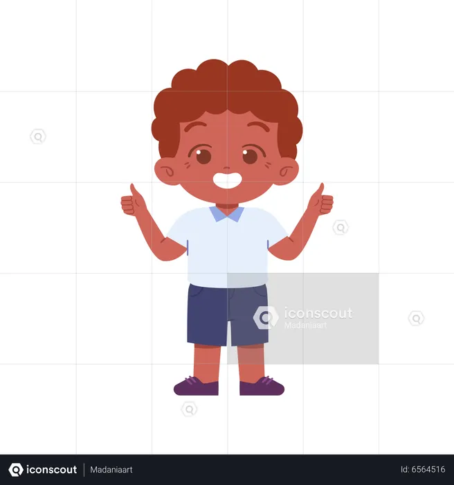 Cute Boy Showing Double Thumb Up  Illustration