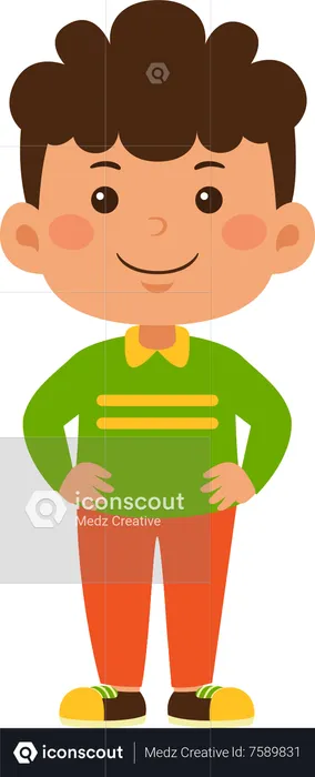 Cute Boy standing confidently  Illustration