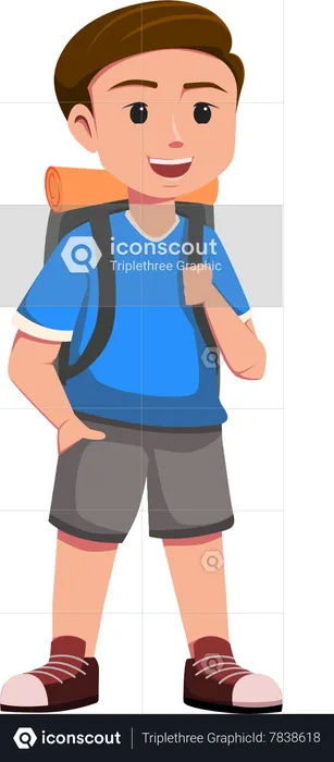 Cute Boy with backpack  Illustration