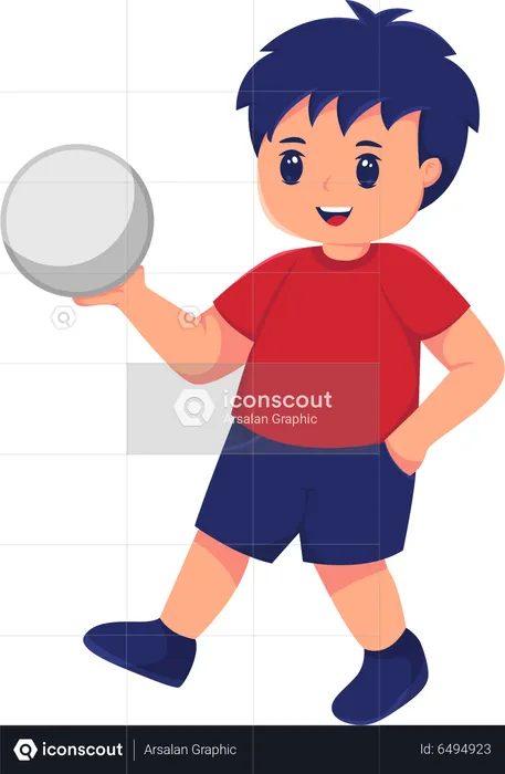Cute Boy with Ball  Illustration