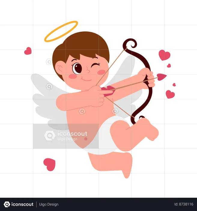 Cute Boy With Bow Arrow  Illustration