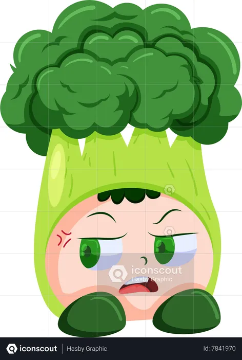 Cute Broccoli Character  Illustration