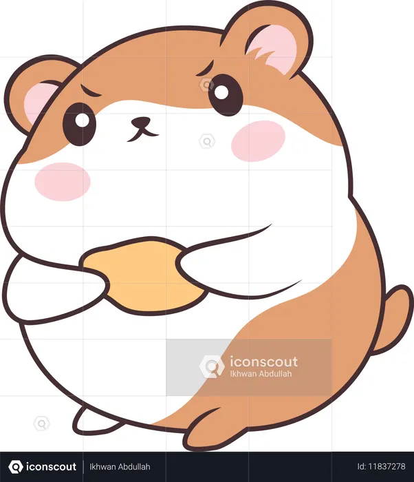 Cute Brown Hamster Mouse Eating Potato Snack  Illustration