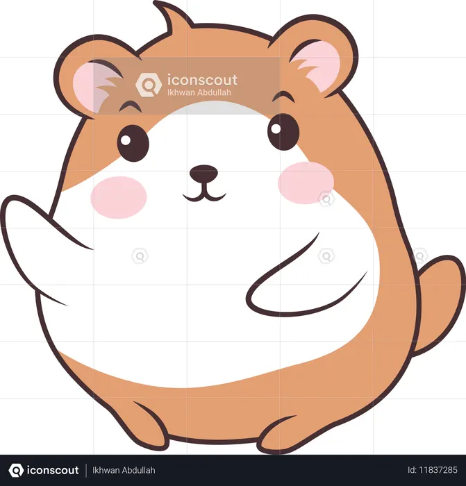 Cute Brown Hamster Mouse with Happy Expression  Illustration