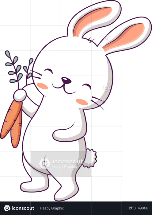 Cute Bunny holding carrot  Illustration