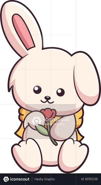 Cute Bunny holding rose  Illustration