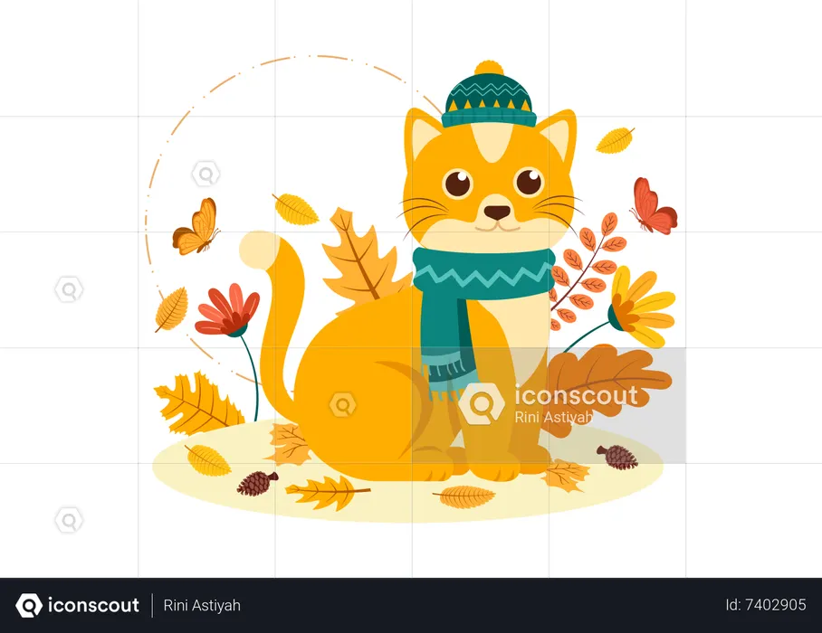 Cute cat giving pose  Illustration